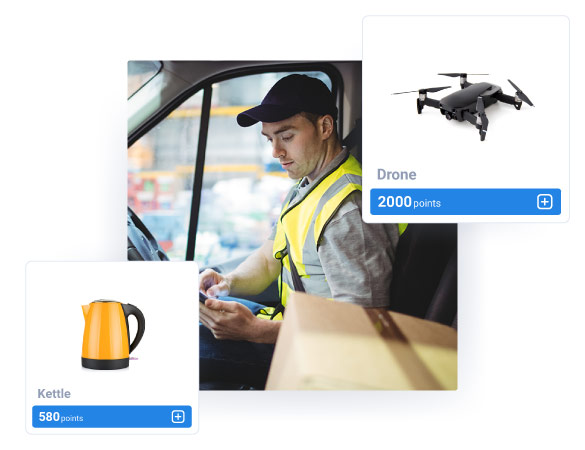 A points based reward store where partners can spend points.